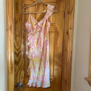 Banana Republic ruffle silk dress paisley 4P